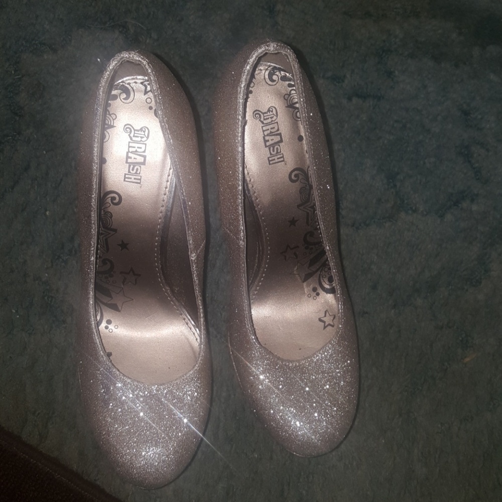 Gold glittery heels